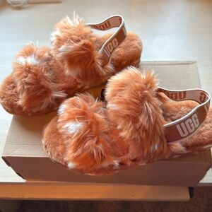 UGG  NEW “Oh Yeah”Slide  slippers, sz 10, faux fur animal print